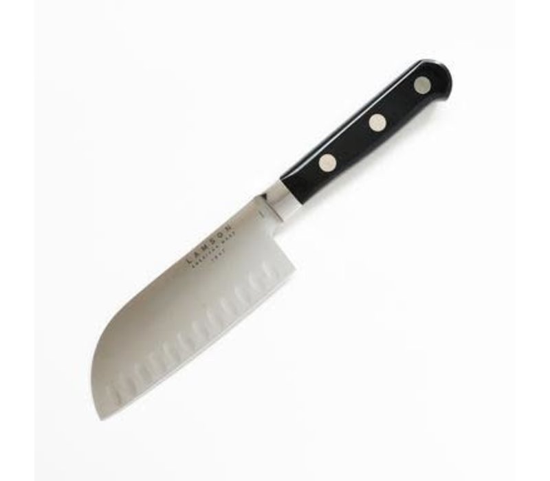 Lamson, Midnight Series 5″ Premier Forged Santoku Knife with Kullenschliff (Granton) Edge