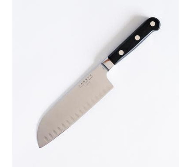 Lamson, Midnight Series 7″ Premier Forged Santoku Knife With Kullenschliff (Granton) Edge