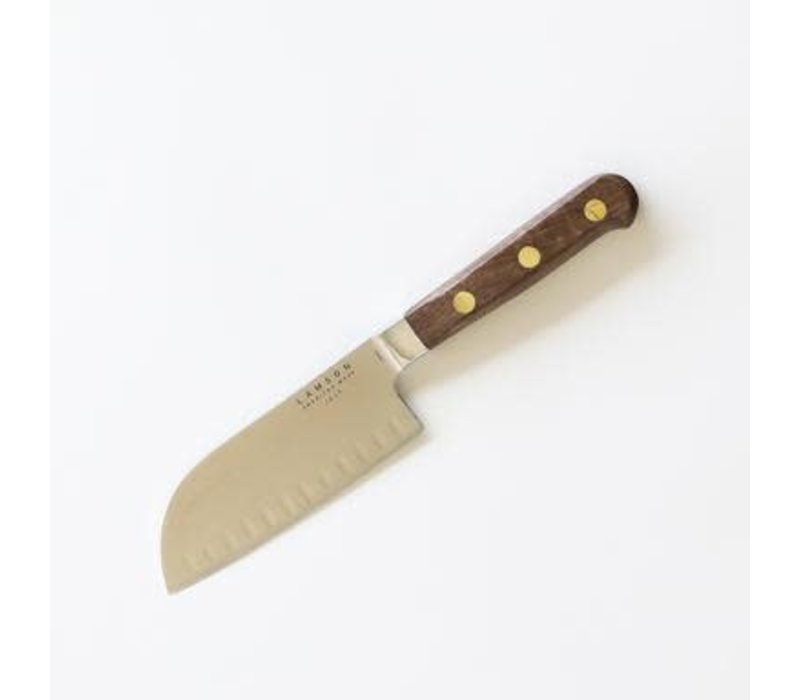 Lamson, Walnut Series 5″ Premier Forged Santoku Knife with Kullenschliff (Granton) Edge