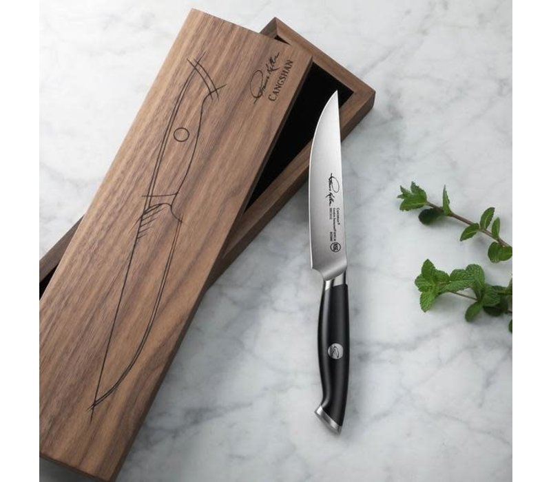 Cangshan Thomas Keller 5" Fine Edge Steak Knife Black, Walnut Box