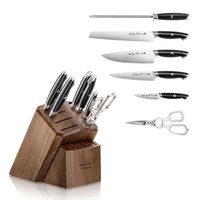 Cangshan Thomas Keller 7pc Block Set Black Handles, Walnut Block