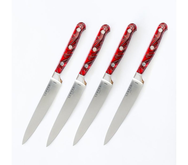 Lamson Premier Forged 4pc Steak Knife Set- FIRE Series,  Serrated