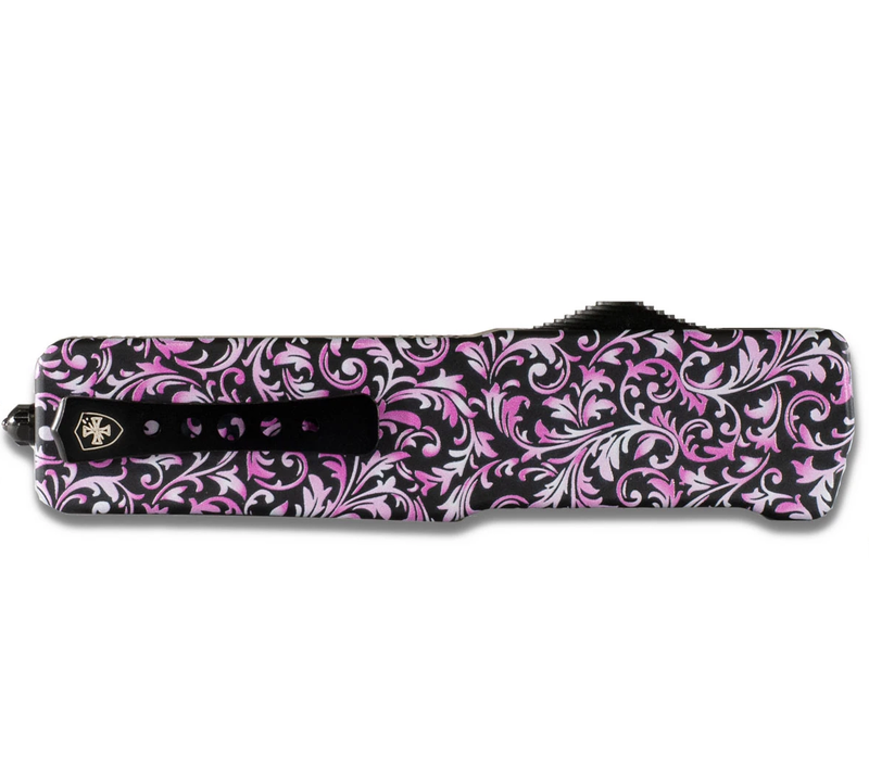 Templar Small Premium Weighted Pink Fleur OTF Drop Point Black CPM D2