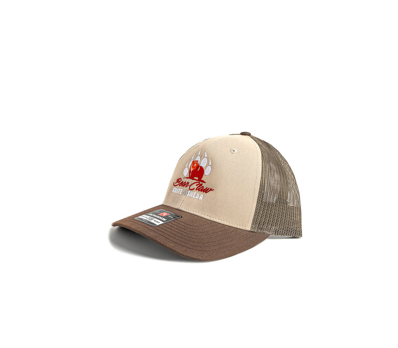 Bear Claw Logo Trucker Cap--Tan-Loden-Brown