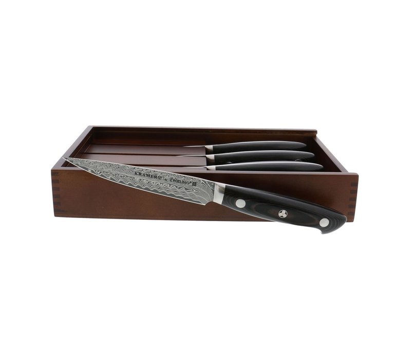 Zwilling, Kramer, Euroline, 4 Pc Steak Knife Set, Stainless Damascus
