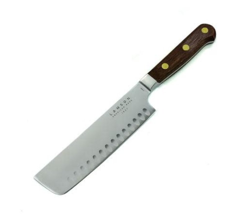 39843--Lamson, WALNUT Forged 7" Nakiri Knife, Kullenschliff Edge