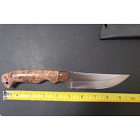 Bordertown Blades Custom Camp Knife- Maple Burl Handle