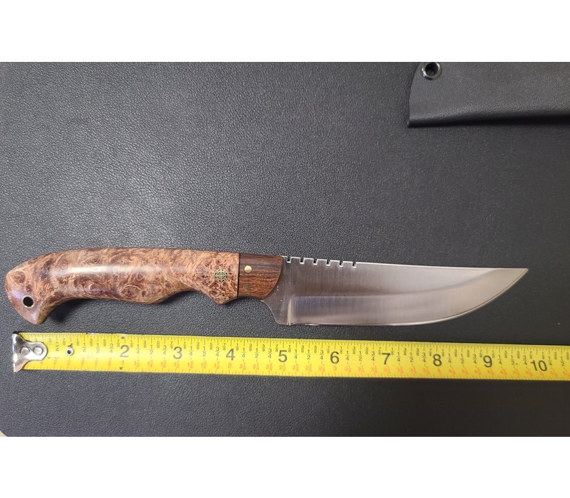 Bordertown Blades Custom Camp Knife- Maple Burl Handle