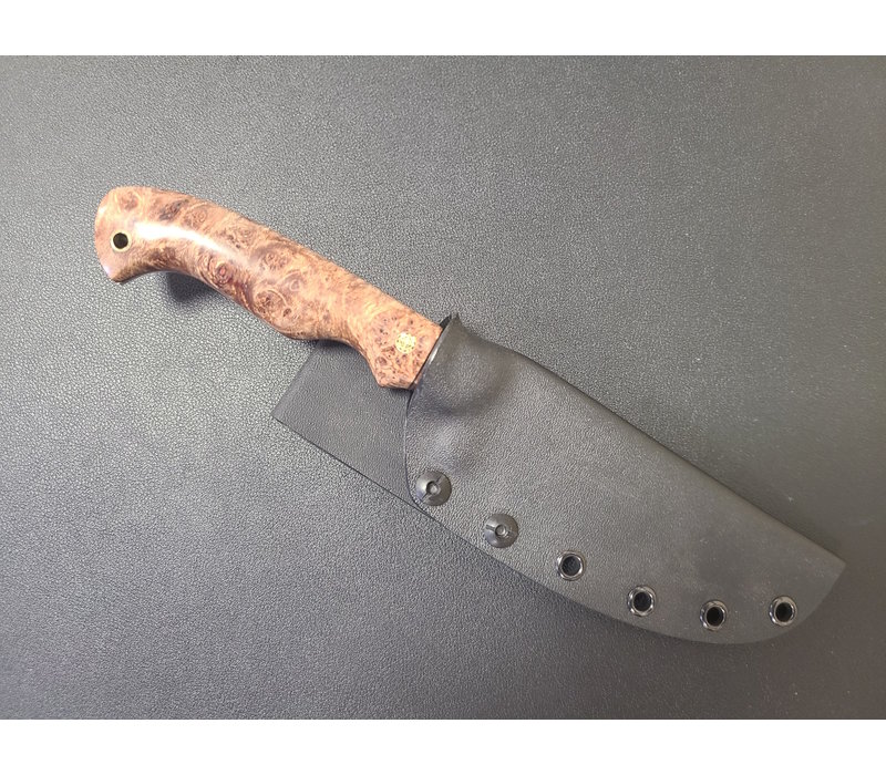 Bordertown Blades Custom Camp Knife- Maple Burl Handle