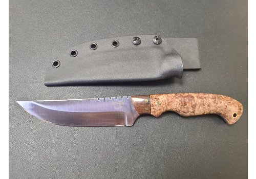 Bordertown Blades Bordertown Blades Custom Camp Knife- Maple Burl Handle