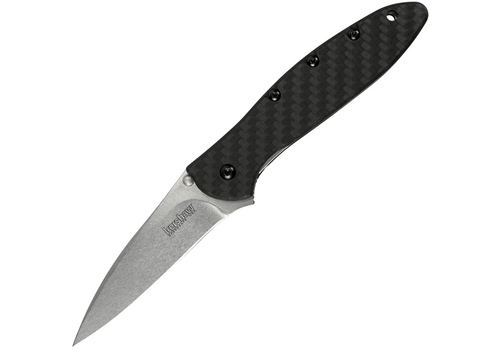 Kershaw Kershaw Leek Assisted Carbon Fiber, Stonewash CPM 154