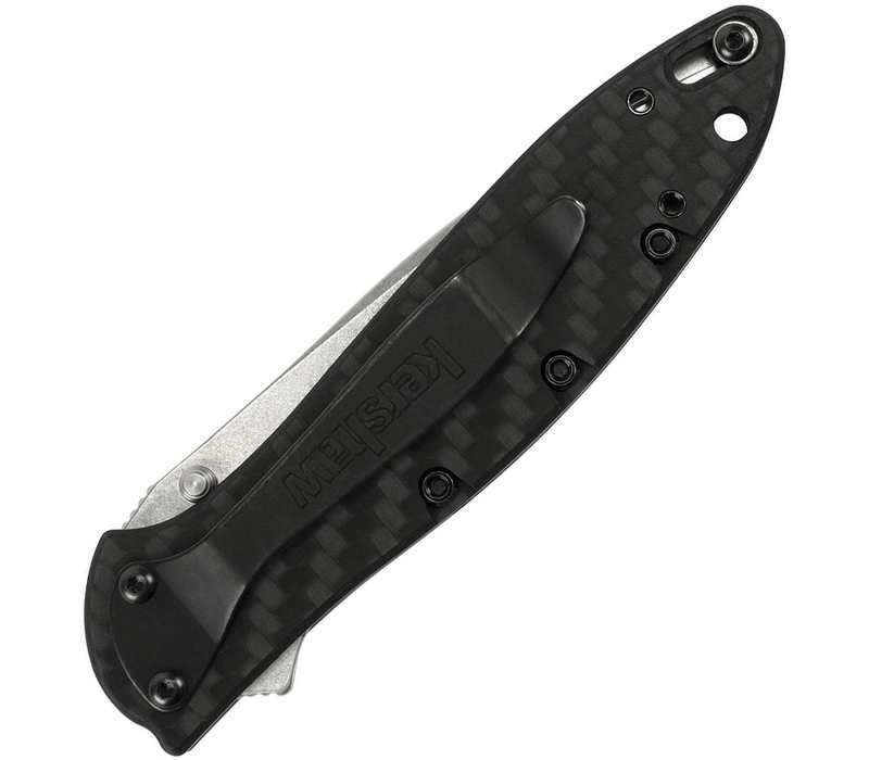 Kershaw Leek Assisted Carbon Fiber, Stonewash CPM 154