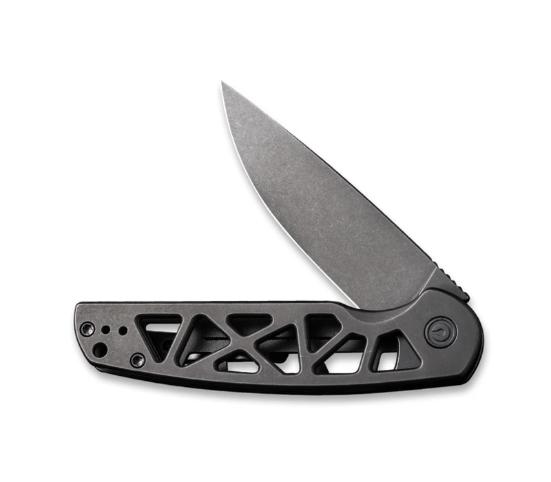 C20006-B--WEKnives, Perf W/Black Skeletonized Steel Handle & Nitro-V Steel
