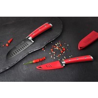 Cangshan 2-Piece Titanium Coated Santoku Starter Knife Set with Sheaths- Jupiter Red