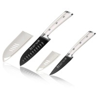 Cangshan 2pc Titanium Coated Santoku Starter Set Vanilla White
