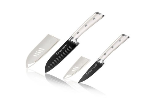 Cangshan Cangshan 2-Piece Titanium Coated Santoku Starter Knife Set- Vanilla White