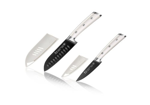 Cangshan Cangshan 2pc Titanium Coated Santoku Starter Set Vanilla White