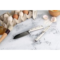Cangshan 2pc Titanium Coated Santoku Starter Set Vanilla White