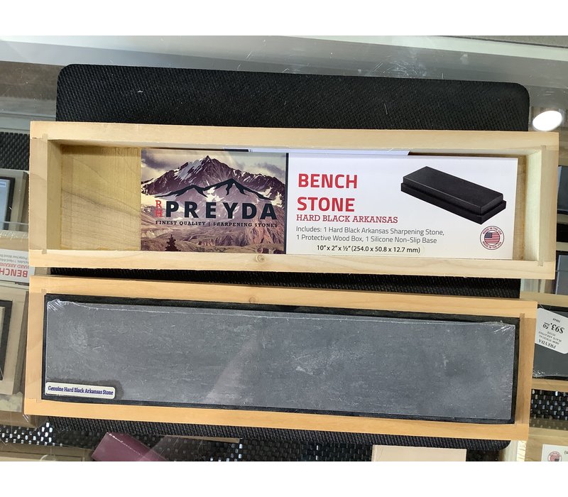 RH Preyda Hard Black Arkansas Bench Stone 10" x 2" x 1/2"