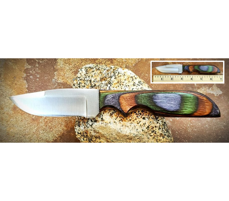 Anza Carbon Steel Fixed Blade Knife- Camo Wood