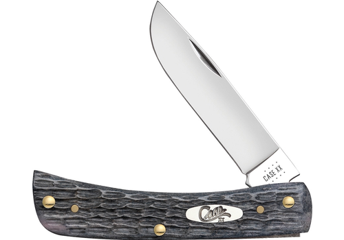 Case & Sons Cutlery Co. Case Cutlery Sod Buster Jr. with pocket worn Crandall Gray Jig Bone handle and a carbon steel (CV) blade