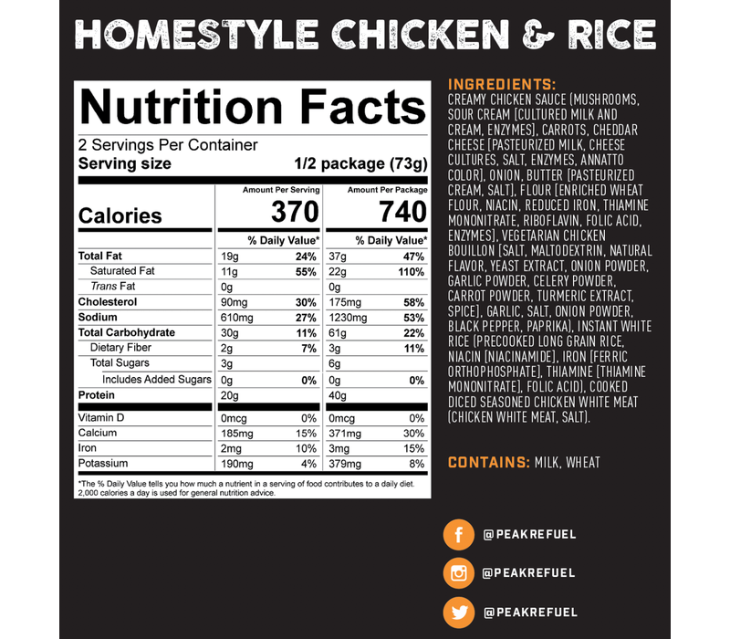 Peak Refuel Homestyle Chicken & Rice Meal