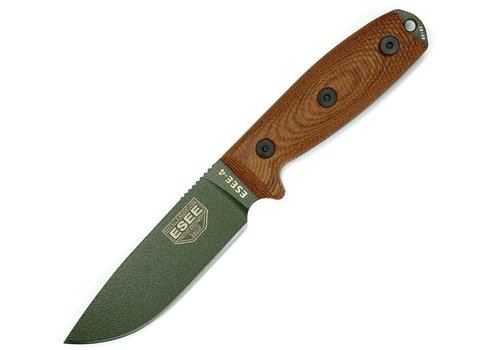 ESEE ESEE, Model 4 with OD Green Powder Coated 1095 Carbon Steel  Blade and Natural Canvas Micarta Handle