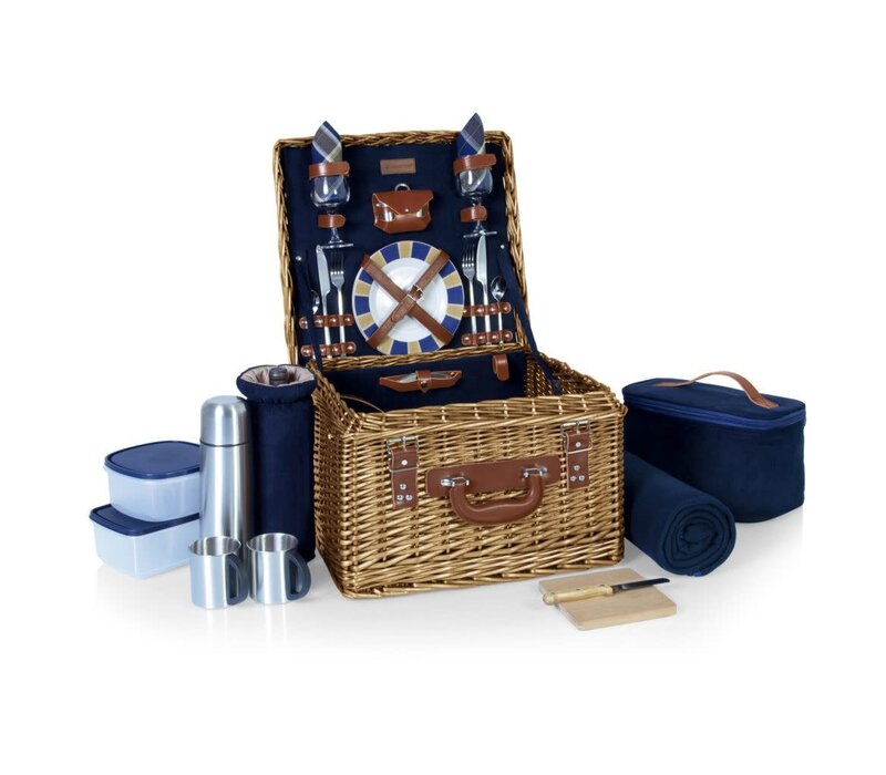 Picnic Time, Canterbury Picnic Basket, Navy Blue