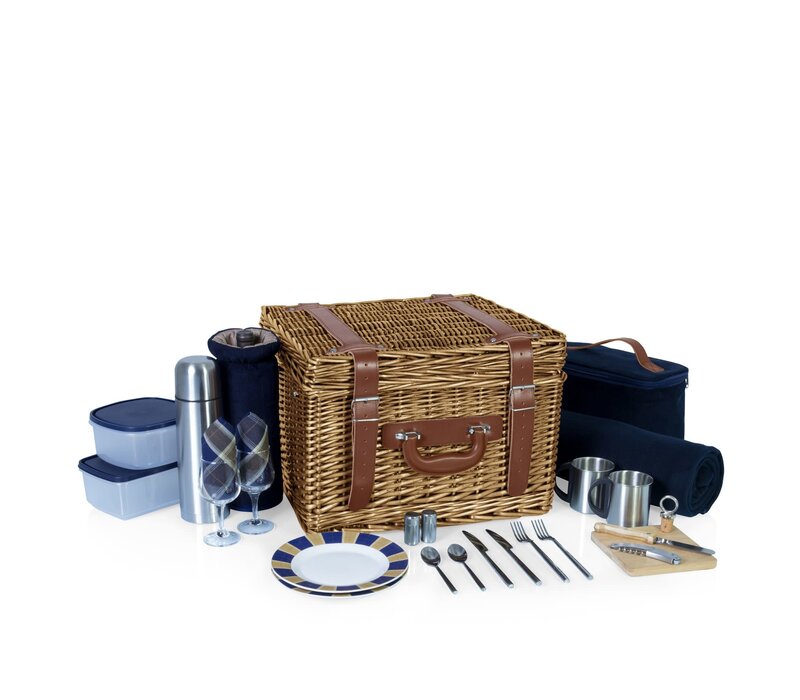 Picnic Time, Canterbury Picnic Basket, Navy Blue