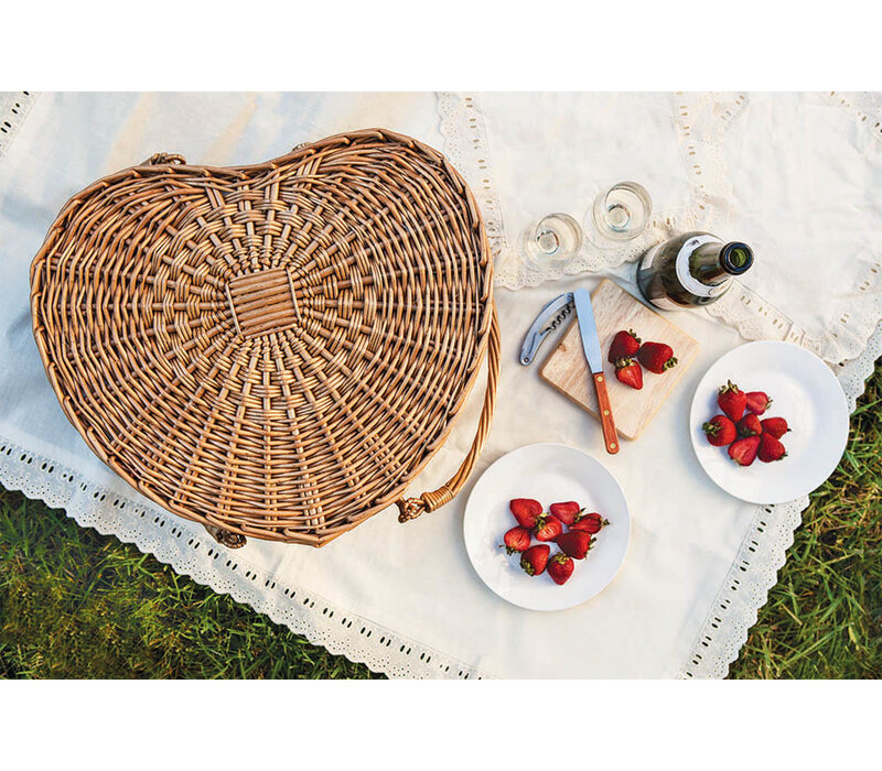 Picnic Time, Heart Picnic Basket, (Antique White)