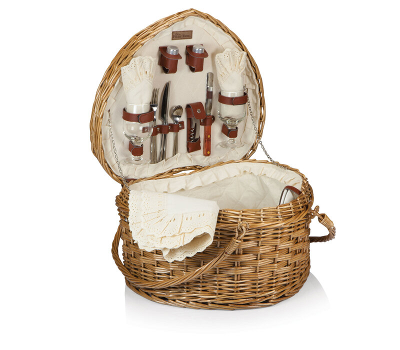 Picnic Time, Heart Picnic Basket, (Antique White)