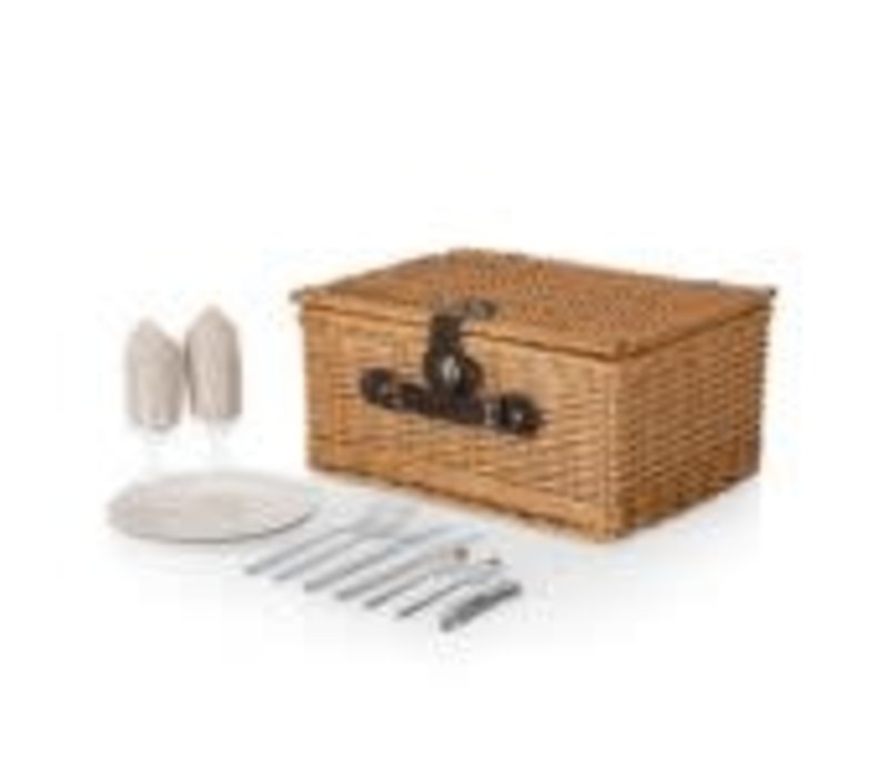 Picnic Time, Classic Picnic Basket, (Beige Canvas)
