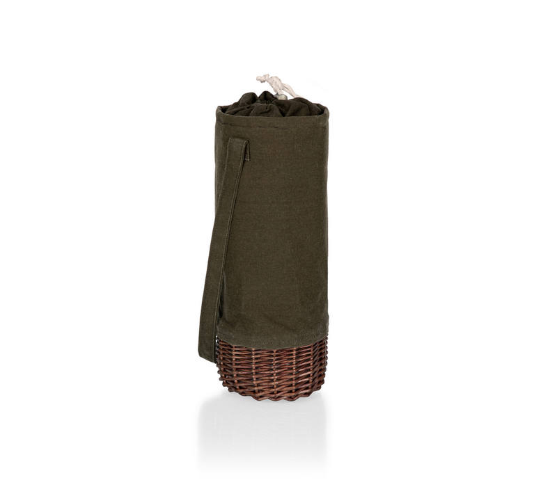 201-00-140-000-0--Picnic Time, Malbec Insulated Canvas & Willow Wine Bottle Basket, (Khaki)