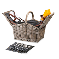 Picnic Time, Piccadilly Picnic Basket, Gray with Gold Accents