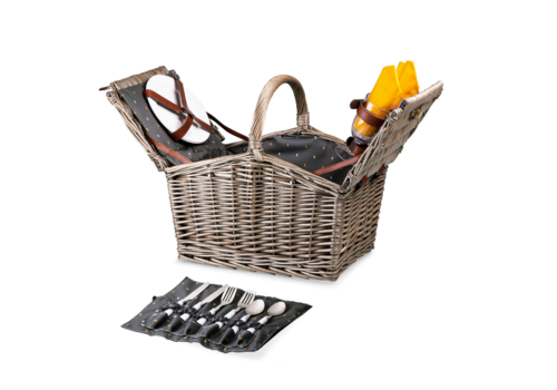 Picnic Time Picnic Time, Piccadilly Picnic Basket, Gray with Gold Accents