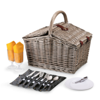 Picnic Time, Piccadilly Picnic Basket, Gray with Gold Accents