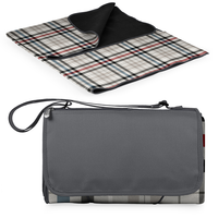 Picnic Time, Oniva, Blanket Tote XL Outdoor Picnic Blanket, (Carnaby Street Collection - Gray with Blue & Red Accents)