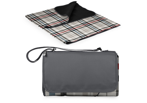 Picnic Time 920-00-778-000-0--Picnic Time, Oniva, Blanket Tote XL Outdoor Picnic Blanket, (Carnaby Street Collection - Gray with Blue & Red Accents)