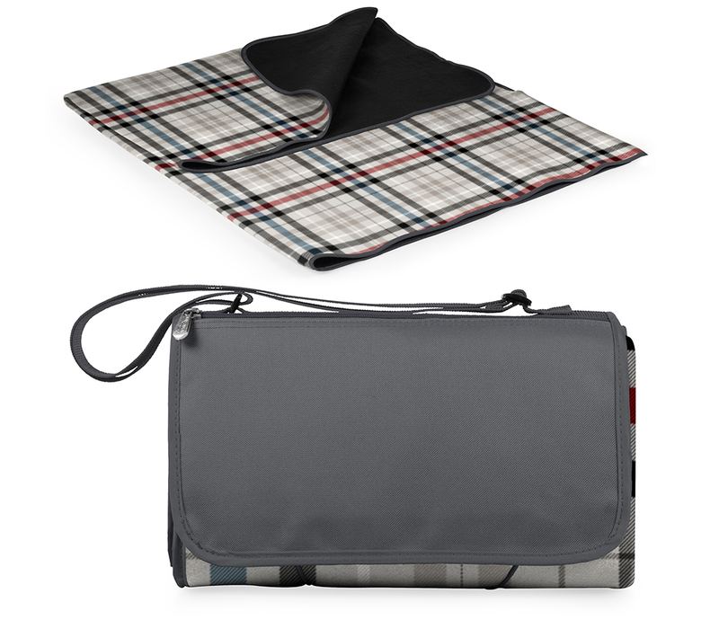 920-00-778-000-0--Picnic Time, Oniva, Blanket Tote XL Outdoor Picnic Blanket, (Carnaby Street Collection - Gray with Blue & Red Accents)