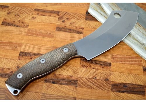 White River Knife & Tool White River Camp Cleaver Natural Burlap Micarta, CPM S35VN