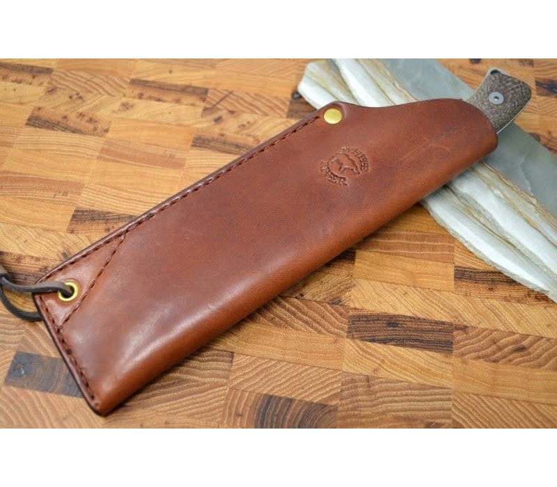 White River Camp Cleaver Natural Burlap Micarta, CPM S35VN