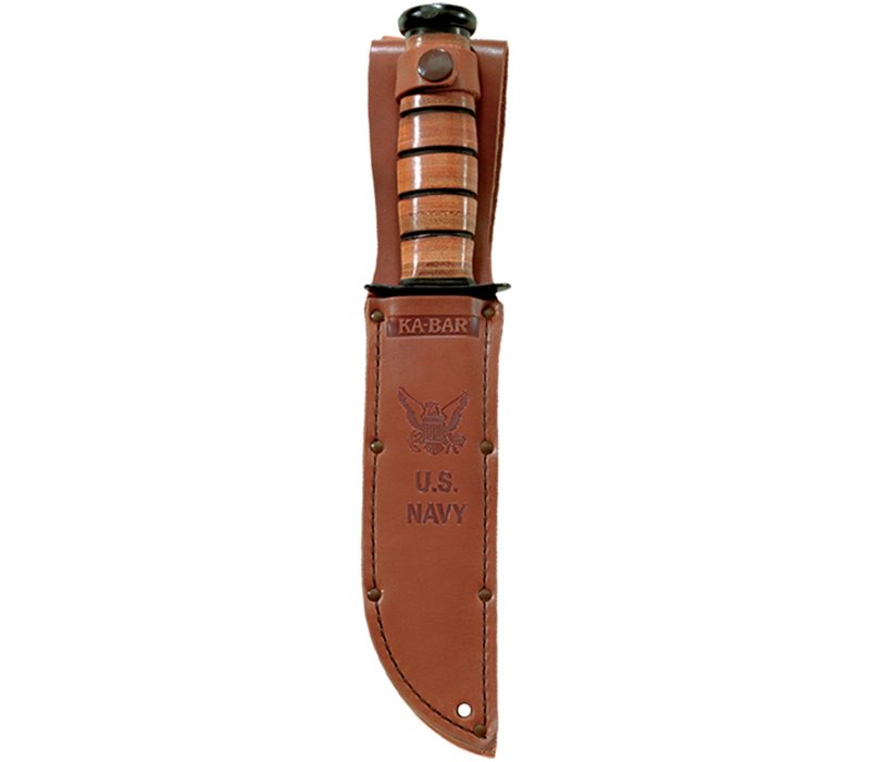 Ka-Bar U.S. Navy Fighter, Carbon Steel, Leather Handle