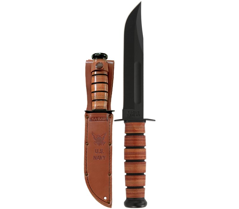 Ka-Bar U.S. Navy Fighter, Carbon Steel, Leather Handle