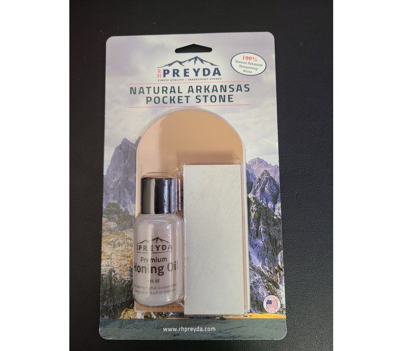 RH Preyda Hard Arkansas Stone Mounted with Honing Oil