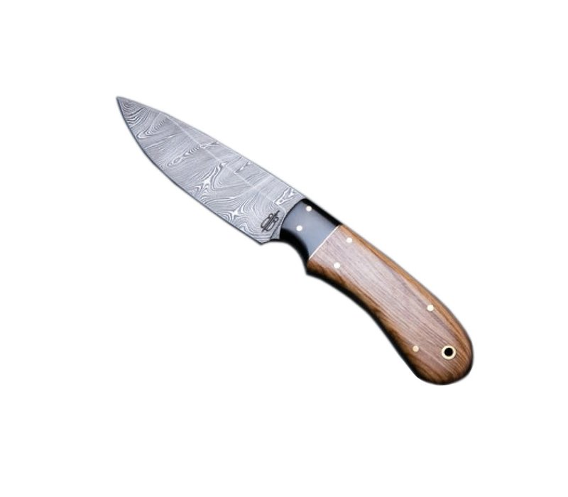 Buck n Bear Drop Point Utility Hunter Damascus, Olive Wood & Micarta Handle