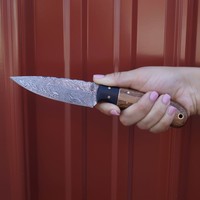 Buck n Bear Drop Point Utility Hunter Damascus, Olive Wood & Micarta Handle