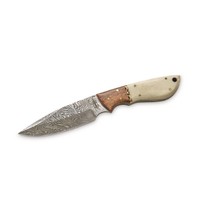 Buck n Bear Drop Point Hunter- Damascus with Camel Bone and Walnut Handle