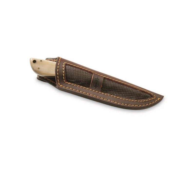 Buck n Bear Drop Point Hunter- Damascus with Camel Bone and Walnut Handle