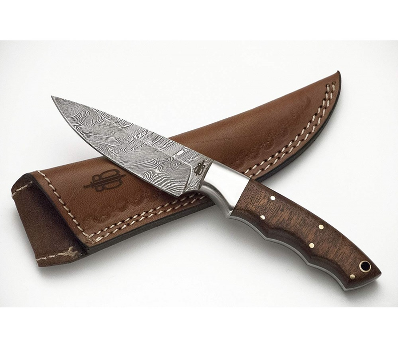 Buck n Bear Small Spear Hunter- Damascus with Walnut Burl Handle