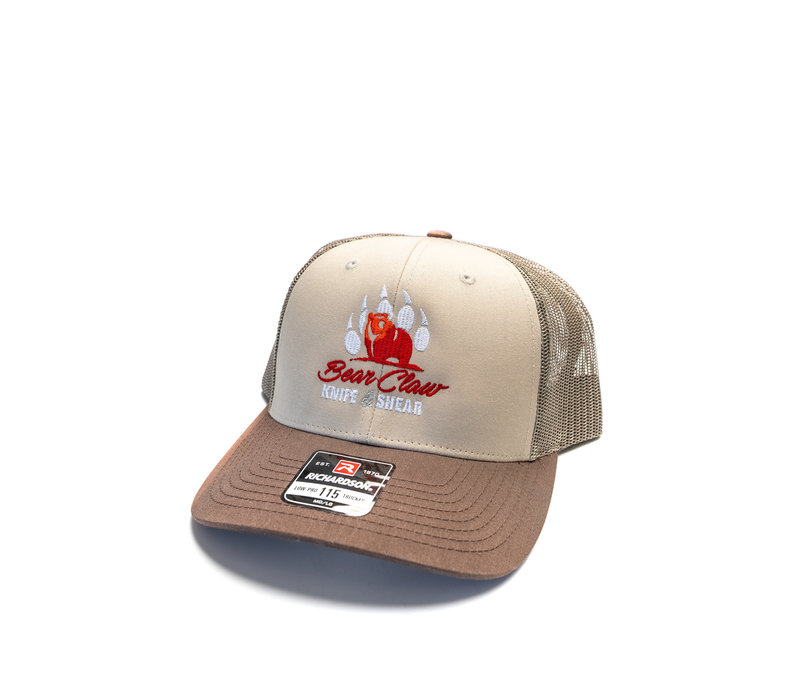 Bear Claw Logo Trucker Cap--Tan, Loden, Brown